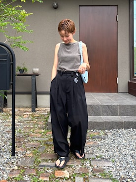 「feepur（フェピュール）のカットリブアメスリキャミ（キャミソール）」を使った、mikkoさん（レディース・161cm）の夏コーディネート