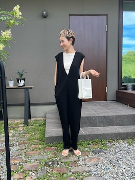 「NULL（ヌル）のアイテム（オールインワン・サロペット）」を使った、mikkoさん（レディース・161cm）の夏コーディネート