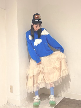 「アイテム（ニットキャップ/ビーニー）」を使った、ユチャンさん（レディース・159cm）の冬コーディネート