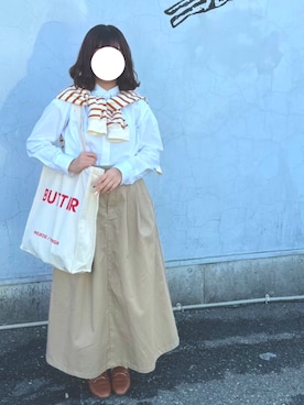 「FREAK'S STORE（フリークスストア）のアイテム（スカート、ベージュ系）」を使った、SEAさん（レディース・156cm）の春コーディネート