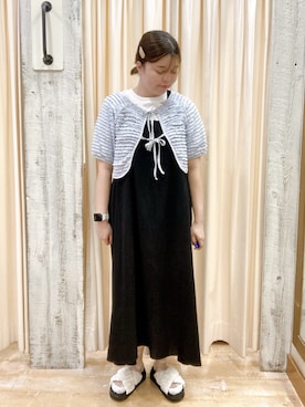 「ehka sopo（エヘカソポ）のくしゅくしゅギンガム厚底サンダル（サンダル）」を使った、akariさん（レディース・156cm）の夏コーディネート