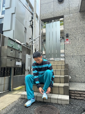 「MANASTASH（マナスタッシュ）のアイテム（シューズ）」を使った、Eitaさん（メンズ・180cm）の夏コーディネート