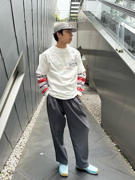 「MANASTASH（マナスタッシュ）のアイテム（帽子）」を使った、Eitaさん（メンズ・180cm）の春コーディネート