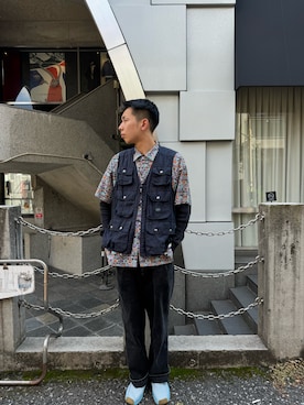 「MANASTASH（マナスタッシュ）のアイテム（シューズ）」を使った、Eitaさん（メンズ・180cm）の夏コーディネート