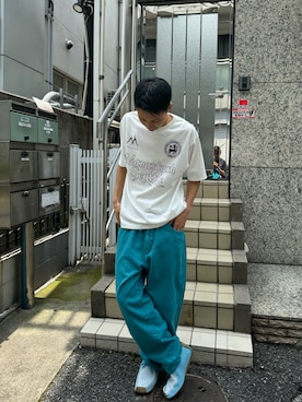「MANASTASH（マナスタッシュ）のアイテム（シューズ）」を使った、Eitaさん（メンズ・180cm）の夏コーディネート