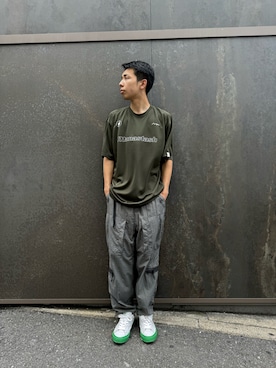 「MANASTASH（マナスタッシュ）のアイテム（Tシャツ/カットソー）」を使った、Eitaさん（メンズ・180cm）の夏コーディネート