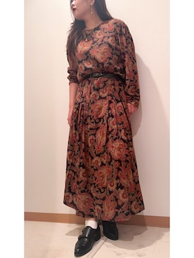 「古着ワンピース」｜AOIさん（レディース・155cm）の秋コーディネート