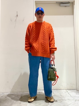 「ケーブルニット」｜「アイテム（キャップ）」を使った、hirokyun25さん（メンズ・175cm）の秋コーディネート