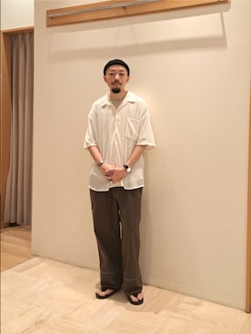 「アイテム（その他パンツ、ブラウン系）」を使った、ながやまさん（メンズ・176cm）の夏コーディネート