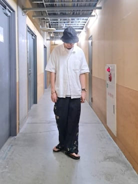 「アイテム（サングラス、ホワイト系）」を使った、ながやまさん（メンズ・176cm）の夏コーディネート