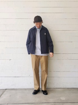 「GEVACO」｜「アイテム（ブルゾン）」を使った、ながやまさん（メンズ・176cm）の春コーディネート