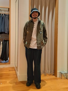 「GLOSTER（グロスター）のアイテム（トップス）」を使った、ながやまさん（メンズ・176cm）の秋コーディネート