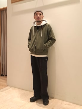 「halo commodity（ハロ　コモディティー）のアイテム」を使った、ながやまさん（メンズ・176cm）の冬コーディネート