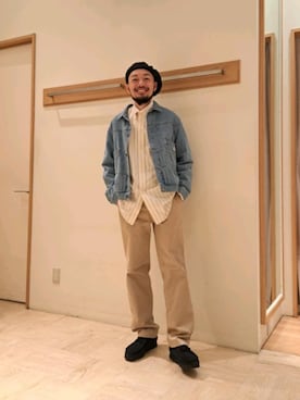 「FREDY&GLOSTER」｜「アイテム（デニムジャケット）」を使った、ながやまさん（メンズ・176cm）の春コーディネート