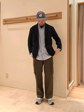 「GLOSTER（グロスター）のアイテム（帽子）」を使った、ながやまさん（メンズ・176cm）の秋コーディネート