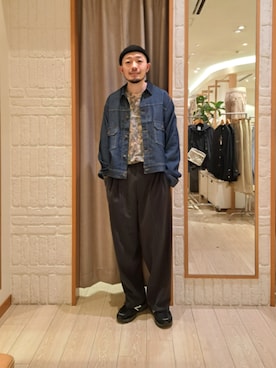 「GLOSTER（グロスター）のアイテム（ジャケット/アウター）」を使った、ながやまさん（メンズ・176cm）の春コーディネート