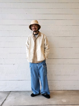 「Casselini（キャセリーニ）のアイテム（帽子）」を使った、ながやまさん（メンズ・176cm）の春コーディネート