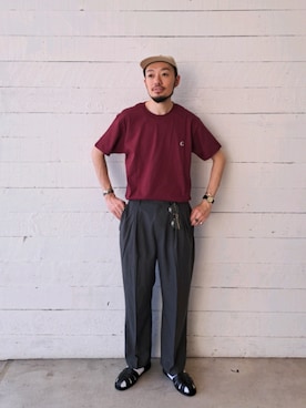 「halo commodity（ハロ　コモディティー）のアイテム（キャップ）」を使った、ながやまさん（メンズ・176cm）の夏コーディネート