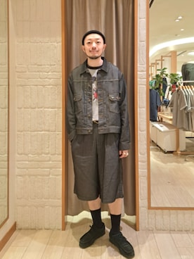 「GLOSTER（グロスター）のアイテム」を使った、ながやまさん（メンズ・176cm）の夏コーディネート
