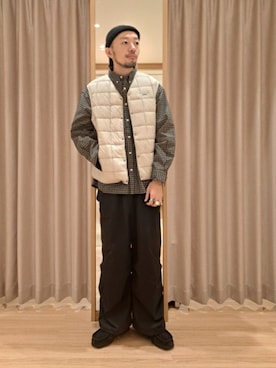 「アイテム（ダウンベスト）」を使った、ながやまさん（メンズ・176cm）の秋コーディネート