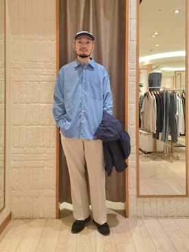 「GLOSTER（グロスター）のアイテム（パンツ）」を使った、ながやまさん（メンズ・176cm）の春コーディネート