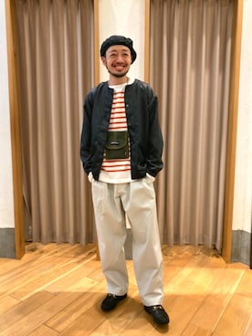 「Gramicci（グラミチ）のアイテム（バッグ）」を使った、ながやまさん（メンズ・176cm）の冬コーディネート