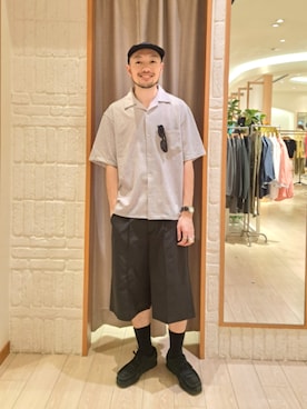 「GLOSTER（グロスター）のアイテム（トップス）」を使った、ながやまさん（メンズ・176cm）の夏コーディネート