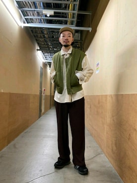 「fredy emue（フレディエミュ）のアイテム（ジャケット/アウター）」を使った、ながやまさん（メンズ・176cm）の春コーディネート