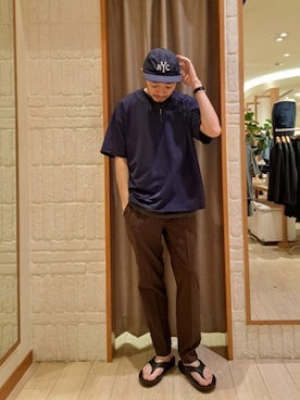 「GLOSTER（グロスター）のアイテム（トップス）」を使った、ながやまさん（メンズ・176cm）の夏コーディネート