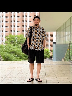 「アロハシャツ」｜ながやまさん（メンズ・176cm）の秋コーディネート