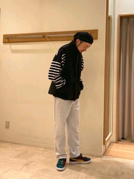 「halo commodity（ハロ　コモディティー）のアイテム（ハンチング/ベレー帽）」を使った、ながやまさん（メンズ・176cm）の春コーディネート