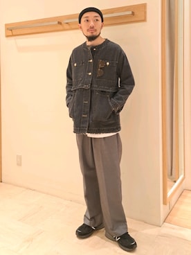 「fredy emue（フレディエミュ）のアイテム（ジャケット/アウター）」を使った、ながやまさん（メンズ・176cm）の秋コーディネート
