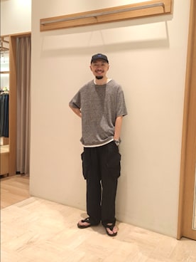 「アイテム（帽子）」を使った、ながやまさん（メンズ・176cm）の夏コーディネート