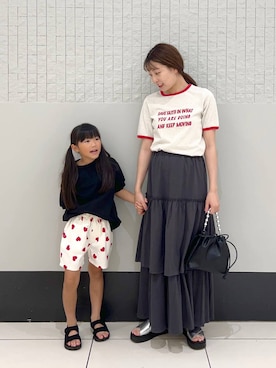 「アイテム（パンツ、レッド系）」を使った、hinano3232さん（レディース・160cm）の夏コーディネート