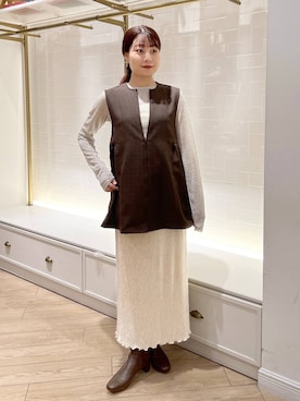 「LOWRYS FARM（ローリーズファーム）のアイテム（ベスト）」を使った、hinano3232さん（レディース・160cm）の秋コーディネート