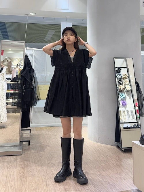 LOWRYS FARM シャーリングチュニックフレンチスリーブ LOWRYS FARM