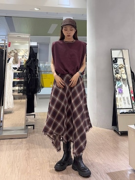 「LOWRYS FARM（ローリーズファーム）のバルーンプルオーバーフレンチスリーブ　574769（Tシャツ/カットソー）」を使った、あわちゃんさん（レディース・163cm）の夏コーディネート