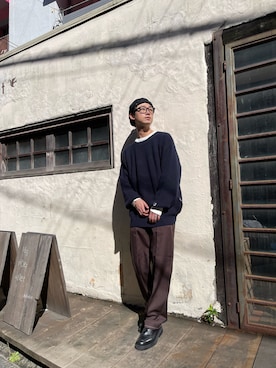 「アイテム（チノパンツ）」を使った、UNVERSALOVERALLTOKYOさん（メンズ・178cm・30代）の秋コーディネート