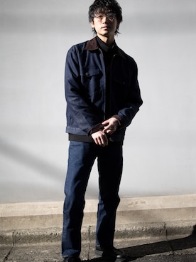 「UNIVERSAL OVERALL（ユニバーサルオーバーオール）のアイテム（ジャケット/アウター）」を使った、UNVERSALOVERALLTOKYOさん（メンズ・178cm）の冬コーディネート