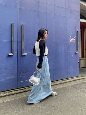 「サックスブルー」｜「アイテム（ブーツ）」を使った、リコさん（レディース・153cm）の春コーディネート