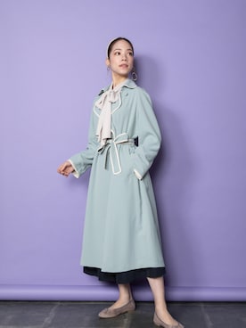 「サックスブルー」｜「アイテム（トレンチコート）」を使った、granyamakiさん（レディース・165cm）の冬コーディネート