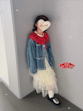 「p.premier（ピードットプルミエ）のアイテム」を使った、yuzu☀︎さん（キッズ・120cm）の春コーディネート