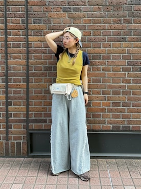 「HELLO.SANFRANCISCO（ハローサンフランシスコ）のアイテム」を使った、山田友香さん（レディース・156cm）の夏コーディネート