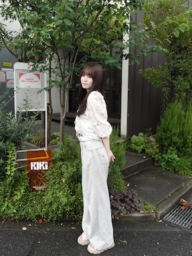 「Heather（ヘザー）のアイテム（パンツ）」を使った、rinさん（レディース・161cm）の夏コーディネート