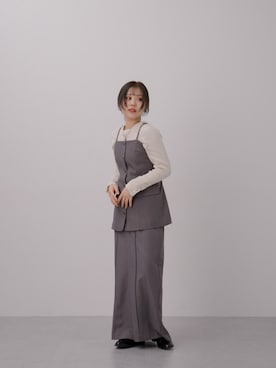 「タイトスカート」｜「アイテム（ベスト、グレー系）」を使った、-N-さん（レディース・153cm）の冬コーディネート