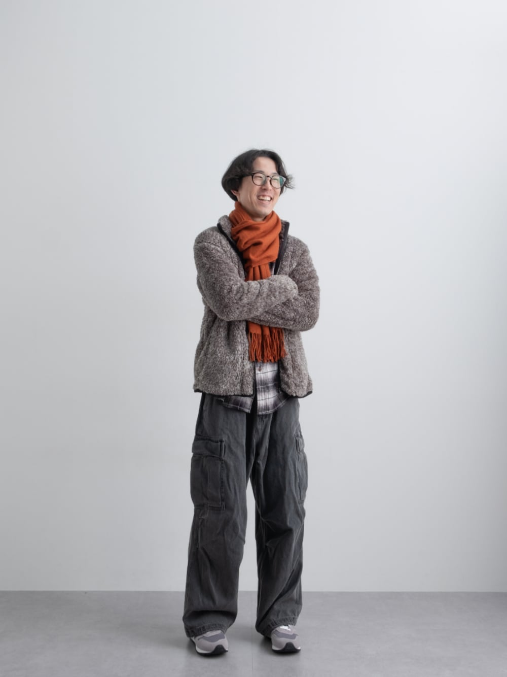 【♪様限定】Curensology ボアスタンドジップブルゾン チャコールグレー セール】限定展開 リラックスフィット スタンドカラー ナイロン