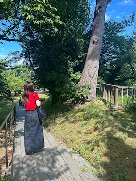 「GU（ジーユー）のアイテム（デニムスカート）」を使った、サツキさん（レディース・161cm）の夏コーディネート