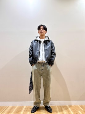 「アイテム（ライダースジャケット）」を使った、しゅんさん（メンズ・183cm）の秋コーディネート
