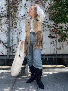 「Ungrid（アングリッド）のアイテム（ジャケット/アウター）」を使った、山﨑絢音さん（レディース・155cm）の春コーディネート