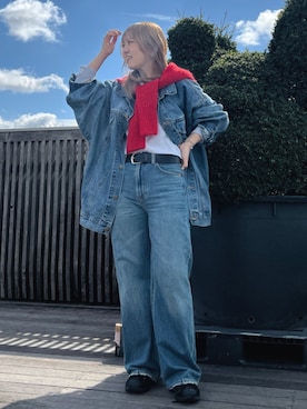 「Ungrid（アングリッド）のアイテム（デニムジャケット）」を使った、山﨑絢音さん（レディース・155cm）の秋コーディネート